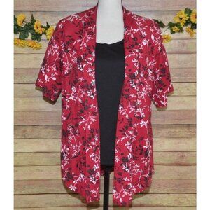 Vintage Gloria Lance Button Front Top Red Floral Shirt Attached Tank 2fer Set